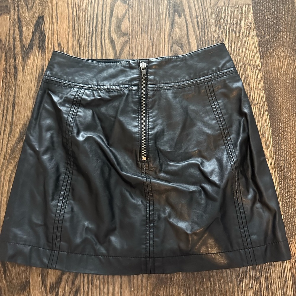 Black faux leather free people mini skirt